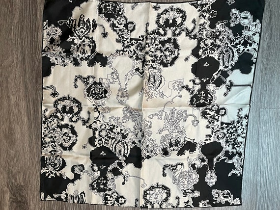 Black and White Silk Scarf. - image 1