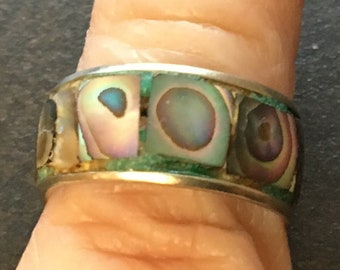 Ring, abalone shell set in silver.