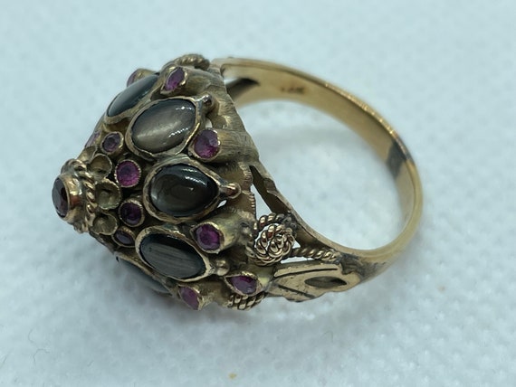 Thai Princess Harem Ring with Rubies and Black St… - image 4