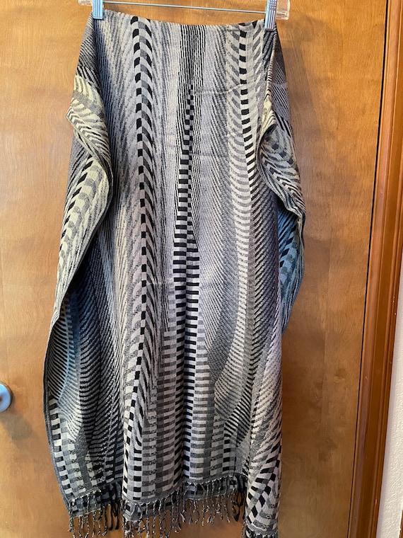 Large Black, Grey and Beige Shawl.