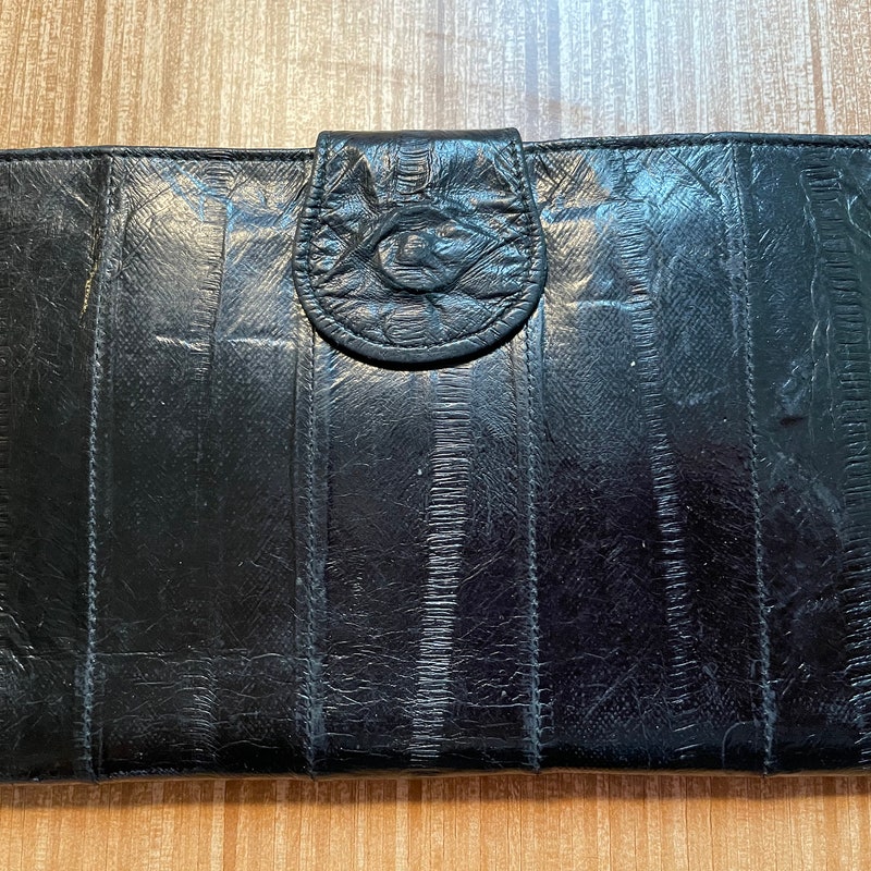 Wallet-Black Genuine Exotic Eel Skin main image 1
