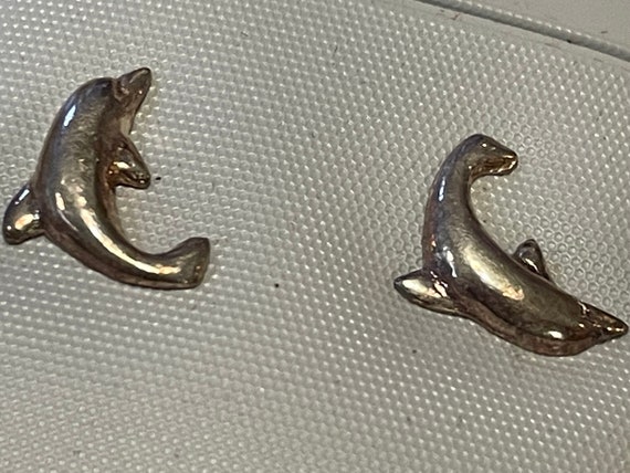 Silver Dolphin post earrings - image 2