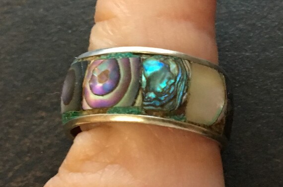 Ring, abalone shell set in silver. - image 3