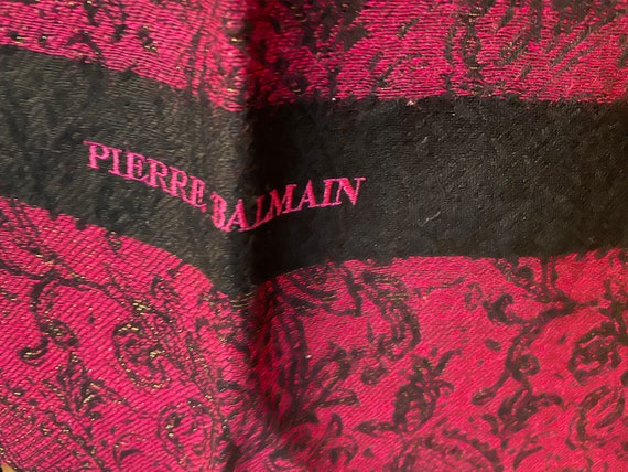 Wool Scarf/Shawl, Red and black by Pierre Balmain. - image 5