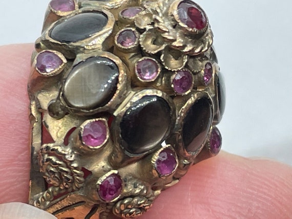 Thai Princess Harem Ring with Rubies and Black St… - image 7