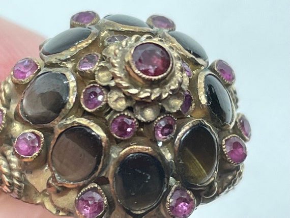 Thai Princess Harem Ring with Rubies and Black St… - image 1