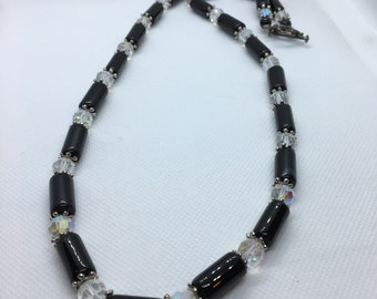 Black and clear bead necklace.