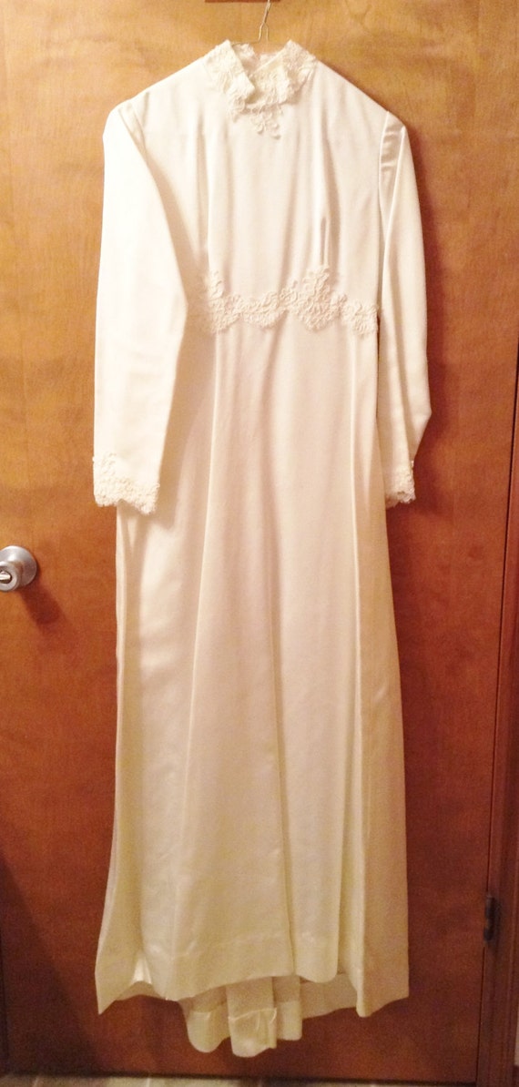 Silk wedding dress, custom made in 1976.