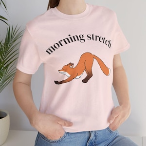 Morgen Stretch Fox Shirt Tee für Erwachsene Teenager Kinder Geschenke Warm Casual Natur Liebhaber Geschenke Weiche Tierkleidung Niedlicher stilvoller orange roter Fuchs