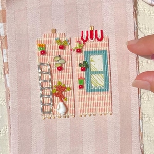 Handwoven Mini House Earrings with 925 Silver Cute Hearts Hooks - Tiny Home Jewlery - Miniature Art