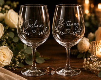 Personalized Stemmed Wine Glass | Custom Engraved Name, Wedding Bridesmaid Gift