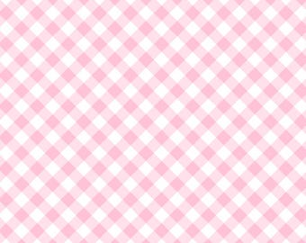 Diagonal Diamond Gingham Fabric Pink and White Fabric Gingham Fabric Checkered Fabric 100% Cotton Fabric By The Half Yard