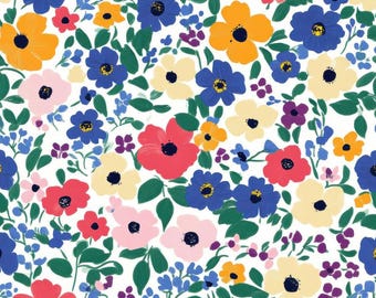 Ditsy Floral Fabric Small Floral Fabric Bright Spring Ditsy Fabric Blooms Spring Floral Fabric 100% Cotton Fabric By The Half Yard