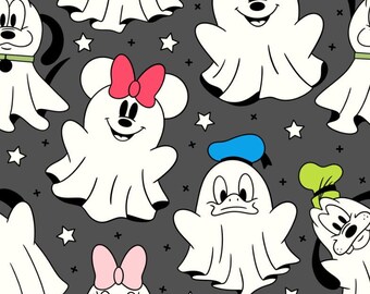 Tela de fantasmas de Halloween de Disney, tela de Mickey y Minnie, tela de Donald y Daisy, tela de Pluto, tela de anime, tela 100% algodón por medio metro.