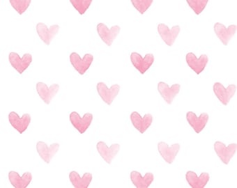 Tela de corazones rosas, tela de corazones de amor en tonos pastel, tela para regalo de baby shower de niña, tela para decoración del Día de San Valentín, tela 100% algodón por medio metro.