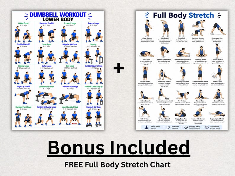 Leg Workout Plan.pdf Lower Body Dumbbell Workout Chart for Men, Leg & Glute Exercise ...