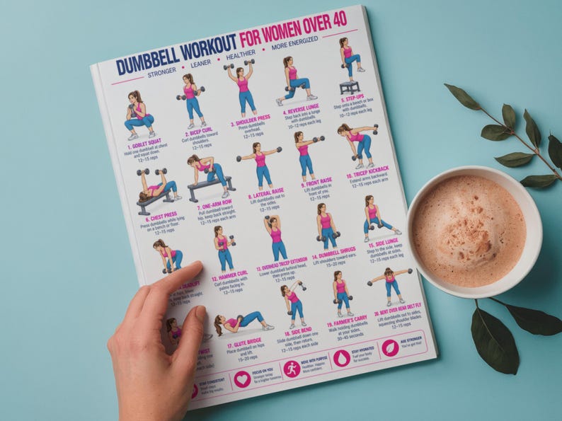Dumbbell Workout for Women Over 40, Full Body Dumbbell Exercise Chart ...