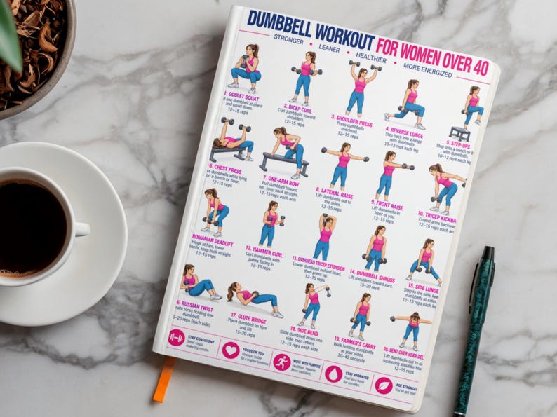 Dumbbell Workout for Women Over 40, Full Body Dumbbell Exercise Chart ...