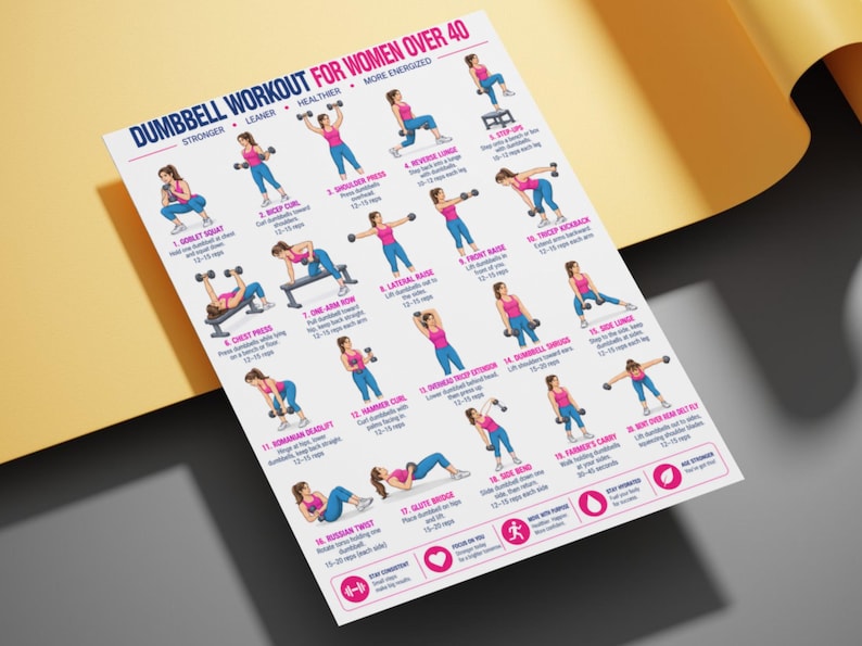 Dumbbell Workout for Women Over 40, Full Body Dumbbell Exercise Chart ...