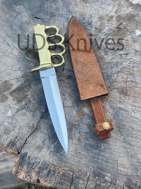 Hand Forged Carbon Steel Bowie knife with leather sheath