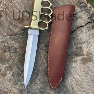 Couteau Bowie en acier au carbone forgé à la main avec étui en cuir image 6