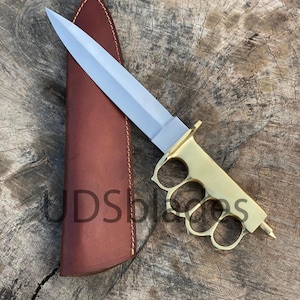 Couteau Bowie en acier au carbone forgé à la main avec étui en cuir With Engraving