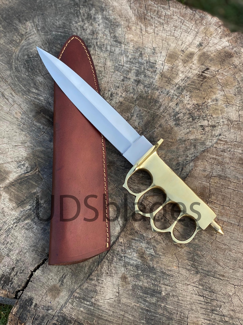 Couteau Bowie en acier au carbone forgé à la main avec étui en cuir With Engraving