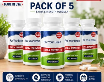 Extra Strength Brain Wellness Supplement 60 Capsules Pack of 5