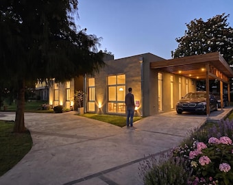 Single Family Home Architectural Plans - Modern One-Story Design (Metric System) - Complete Construction Blueprints (Spanish PDF Only)