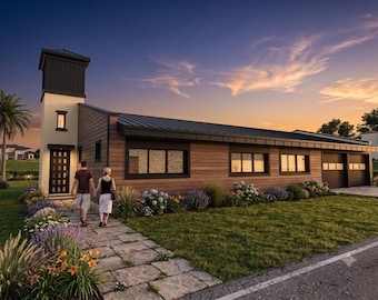Architectural Conceptual Design Package: Modern Eclectic Home - Layout Plans, Elevations, Sections & 3D Concepts (Digital Download)