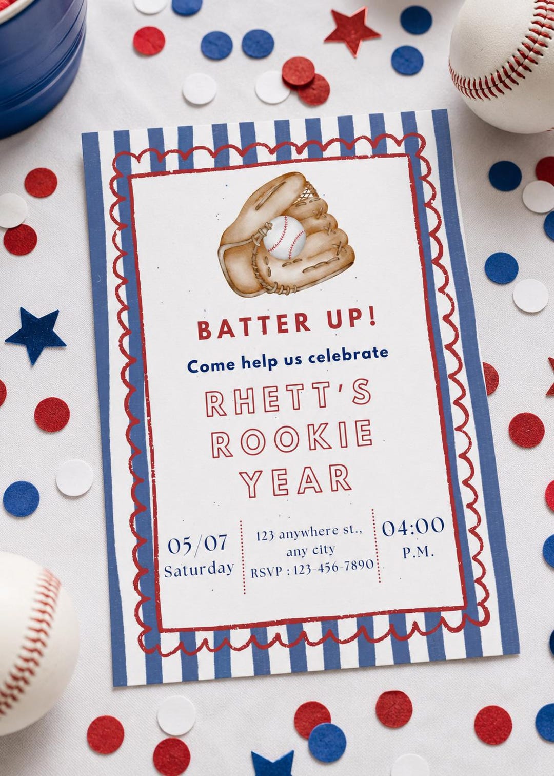 Baseball Themed Birthday Invitation Template - Etsy