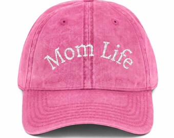 Mom Life Vintage Hut, Bestickte Mom Cap, Baseballmütze für Frauen, Trendy Mom Geschenk, Gewaschene Baumwolle Dad Hat