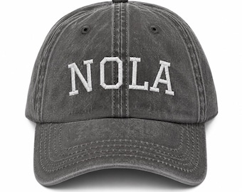 NOLA Vintage Bestickter Hut | New Orleans Distressed Cap | Gewaschene Baumwolle Dad Hat | Louisiana Andenken Geschenk | Unisex verstellbare Baseballkappe