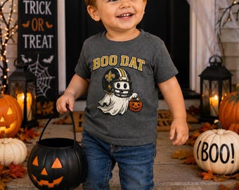 Boo Dat Kleinkind-Halloween-Shirt, Louisiana Football Ghost T-Shirt, Kleinkind-Trick-or-Treat-Shirt, Fleur De Lis Halloween-T-Shirt