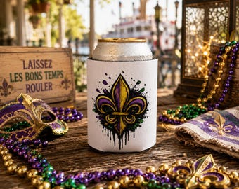 Fleur de Lis Dosenkühler | Karneval-Getränkehülle, New Orleans Koozie