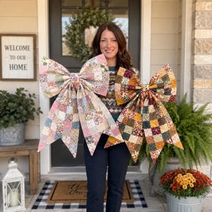 Patchwork Bow Sewing Pattern PDF | Quilted Fabric Bow DIY | Beginner Sewing Project | Christmas Wreath Bow | Scrap Fabric Instant Download