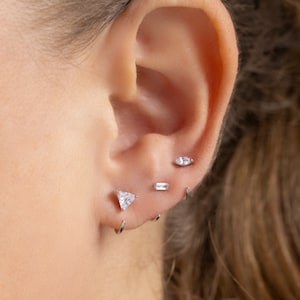 Tiny Open Hoop Earrings, Minimal Huggie Earrings, Ear Hugger, Cartilage Helix Silver