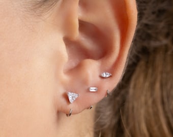 Tiny Open Hoop Earrings, Minimal Huggie Earrings, Ear Hugger, Cartilage Helix Silver