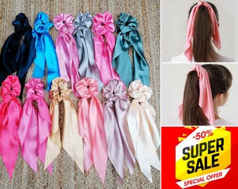 10+ Pack Hair Scarf Scrunchies, Handmade Hair Accessory Satin Scrunchy UK, Silk Scrunchie Hair Band, Hair Tie Silk Scrunchy, Satin Scrunchy