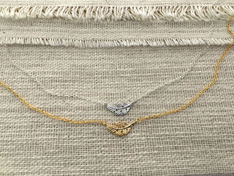 Bridesmaid Nature Birthday Everyday Simple Wedding Little Gold Leaf Necklace Tiny Gold Necklace Minimal Layering Choker Necklace