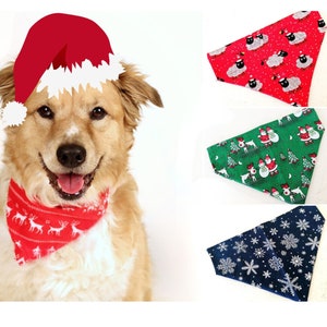 Christmas Dog Bandanas Slide on Cotton Cat Neckwear UK - Etsy