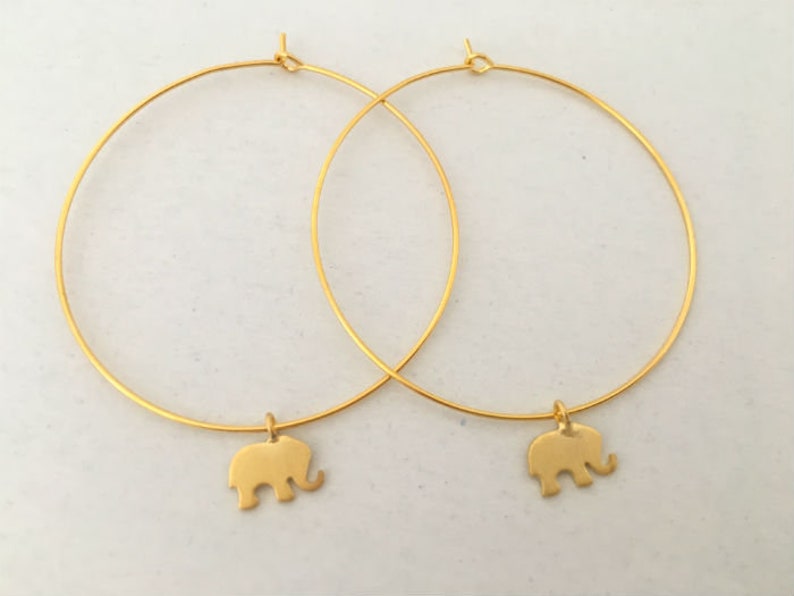 Minimalist Hoops Minimal Hoops Dainty Earrings Gold Hoops Gold Hoops Elephant Hoop Charm Earrings Gold Hoop Earrings Large Hoops