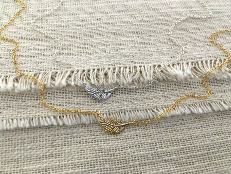 Bridesmaid Nature Birthday Everyday Simple Wedding Little Gold Leaf Necklace Tiny Gold Necklace Minimal Layering Choker Necklace