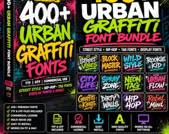 400+ Urban Graffiti-typsnittspaket TTF- och OTF-licens