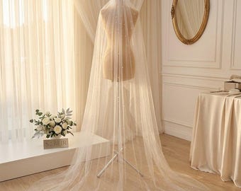 Pearl Bridal Veil, Cathedral Length Wedding Veil, Pearl Tulle Veil, Elegant Bridal Veil, Long Wedding Veil, Minimalist Bride Veil