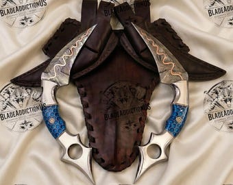 Hand-Forged  Copper damascus steel dual karambit knives | Viking knives | Gift for him