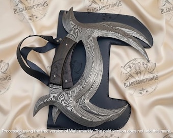 Paire de couteaux Moon forgés à la main | Tomahawk Gossip Yuanyang | Cadeau pour lui, cadeau de Noël
