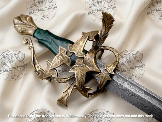 Hand-Forged Damascus Steel Elven Viking Sword, Custom Decorative Sword With Scabbard, Gift For Father, Groomsmen, Wedding Gift