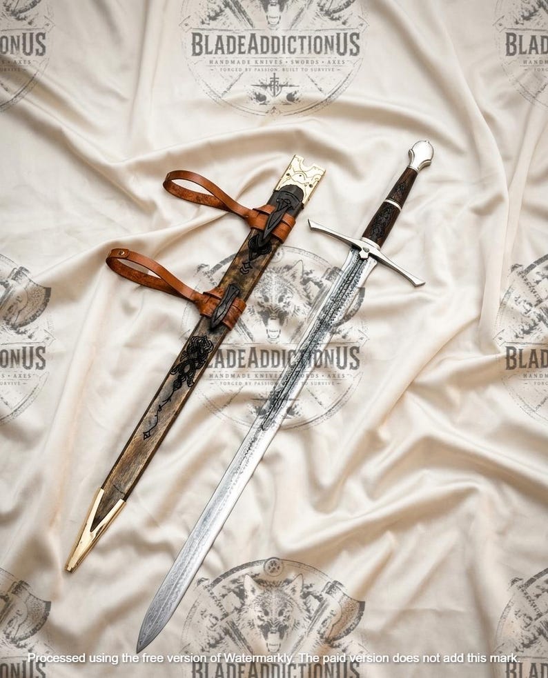 Hand-Forged Viking Long Swords | Elven Swords With Scabbard's | Wedding & Groomsmen Gift image 3