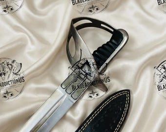 Espada marítima/medieval de acero de alto carbono forjada a mano con funda de cuero/accesorio decorativo